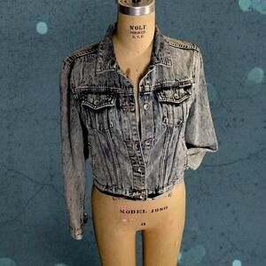 Super Dry Distressed Denim Jacket With a Faded, Acid-Washed Custom